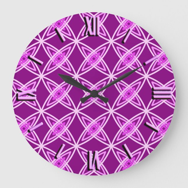 Mid Century Modern Atomic Print - Amethyst Purple Large Clock (Front)