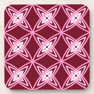 Mid Century Modern Atomic Print - Burgundy Wine Beverage Coaster