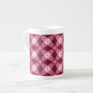 Mid Century Modern Atomic Print - Burgundy Wine Bone China Mug