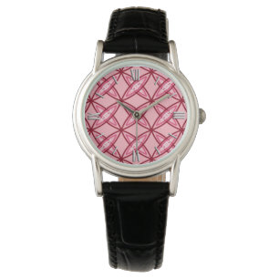 Mid Century Modern Atomic Print - Burgundy Wine Watch