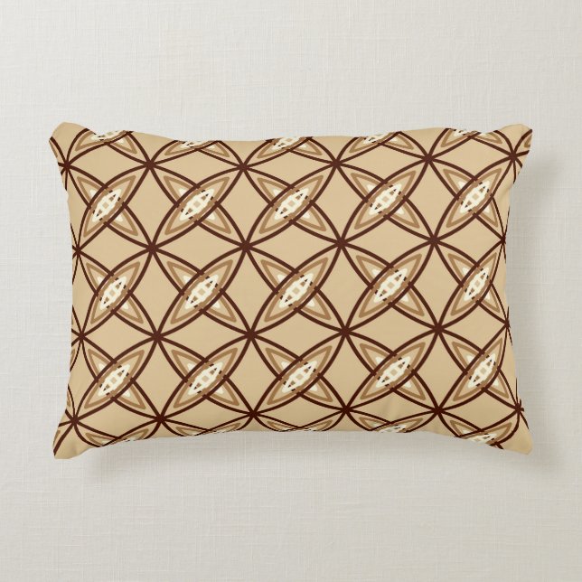 Mid Century Modern Atomic Print - Camel Tan Decorative Pillow (Front)