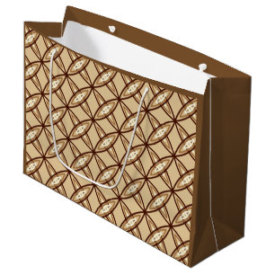 Mid Century Modern Atomic Print - Camel Tan Large Gift Bag