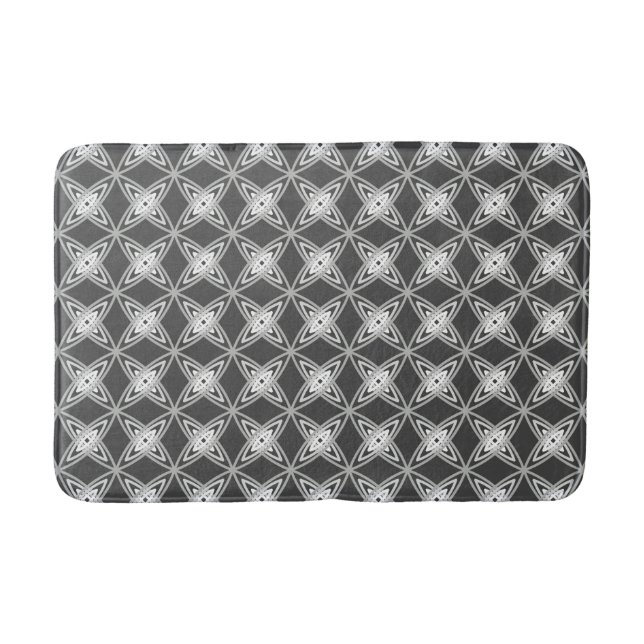Mid Century Modern Atomic Print - Charcoal Gray Bath Mat (Front)