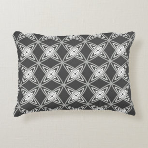 Mid Century Modern Atomic Print - Charcoal Gray Decorative Pillow