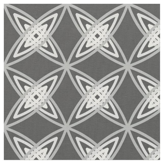 Mid Century Modern Atomic Print - Charcoal Gray Fabric (Close Up)