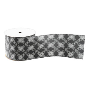 Mid Century Modern Atomic Print - Charcoal Gray Grosgrain Ribbon