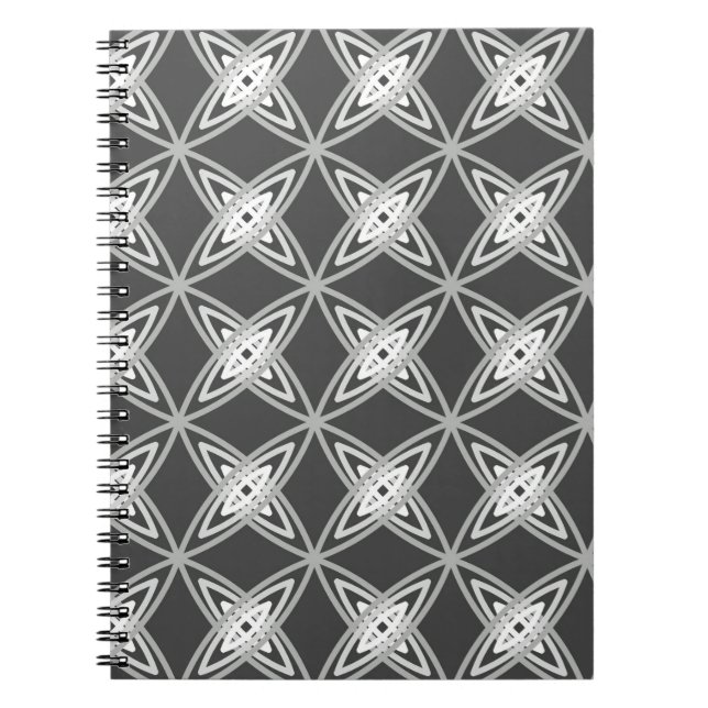 Mid Century Modern Atomic Print - Charcoal Gray Notebook (Front)