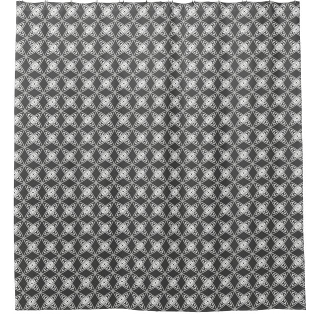 Mid Century Modern Atomic Print - Charcoal Gray Shower Curtain (Front)
