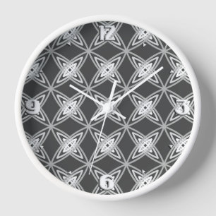 Mid Century Modern Atomic Print - Charcoal Gray Wall Clock