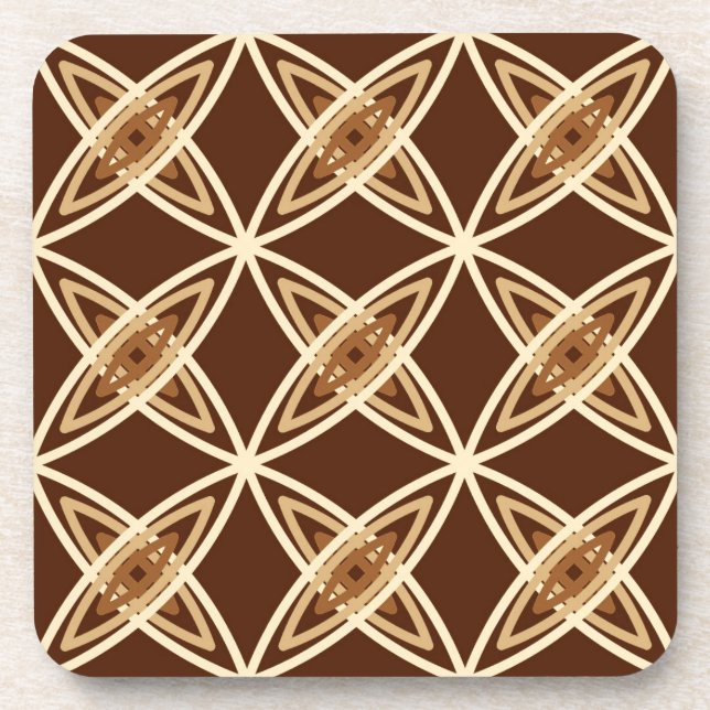 Mid Century Modern Atomic Print - Chocolate Brown Beverage Coaster (Front)
