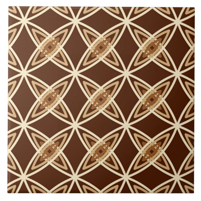 Mid Century Modern Atomic Print - Chocolate Brown Ceramic Tile (Front)