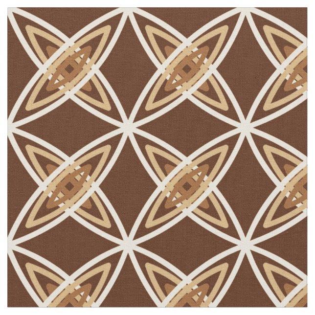 Mid Century Modern Atomic Print - Chocolate Brown Fabric (Close Up)