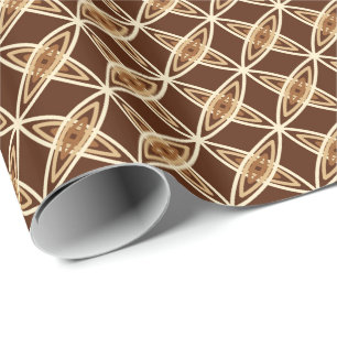 Mid Century Modern Atomic Print - Chocolate Brown Wrapping Paper