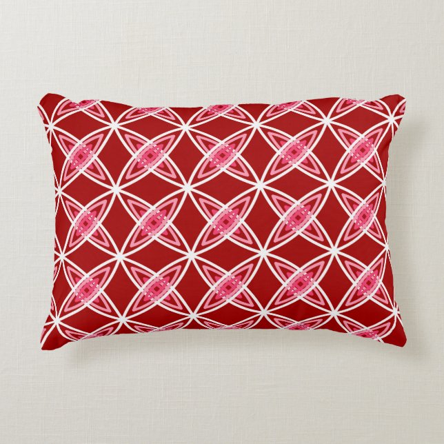 Mid Century Modern Atomic Print - Dark Red Accent Pillow (Front)