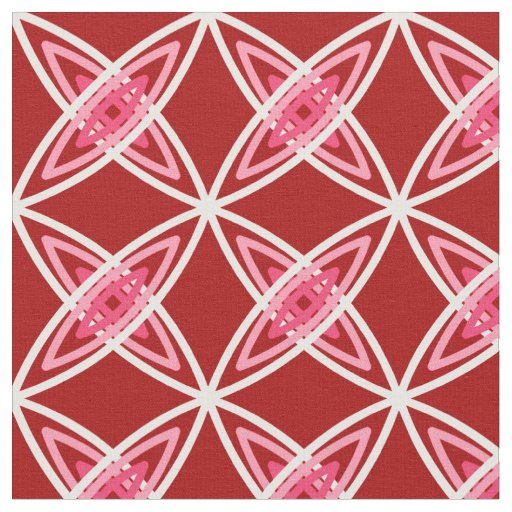 Mid Century Modern Atomic Print - Dark Red Fabric