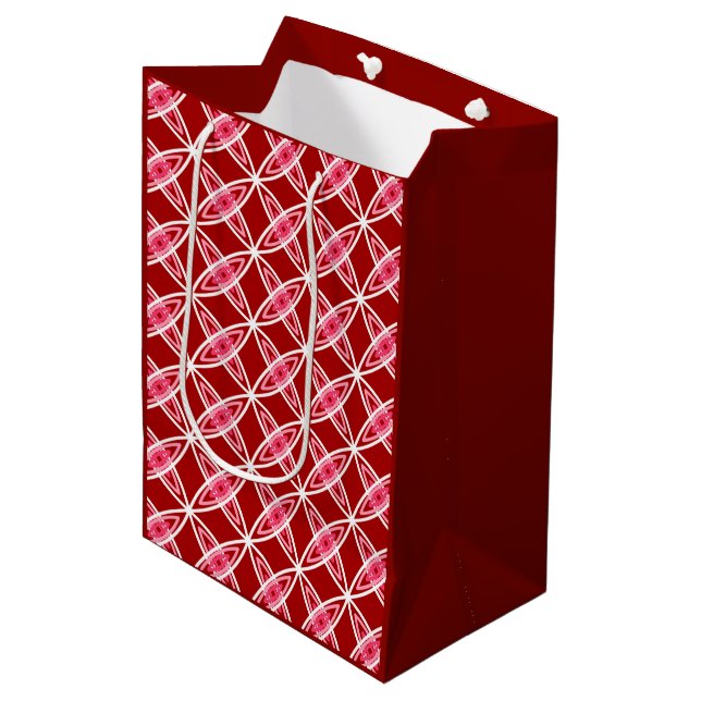 Mid Century Modern Atomic Print - Dark Red Medium Gift Bag (Front Angled)
