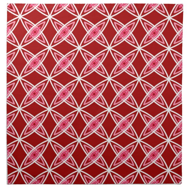 Mid Century Modern Atomic Print - Dark Red Napkin (Front)