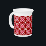 Mid Century Modern Atomic Print - Dark Red Pitcher<br><div class="desc">Mid-Century Modern ‘Atomic” geometric pattern of concentric elliptical rings - white and shades of pink on a deep Chinese red background</div>