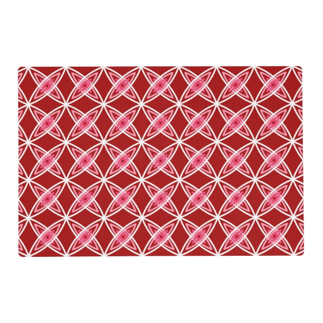 Mid Century Modern Atomic Print - Dark Red Placemat (Front)