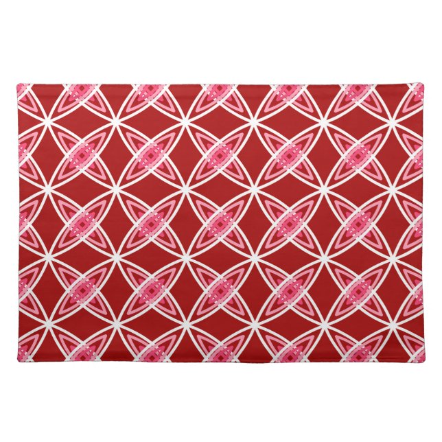 Mid Century Modern Atomic Print - Dark Red Placemat (Front)