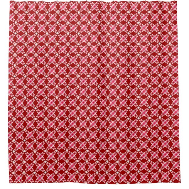 Mid Century Modern Atomic Print - Dark Red Shower Curtain (Front)