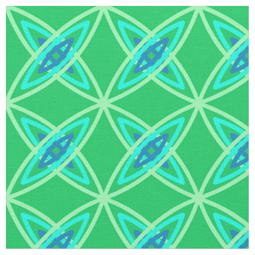 Mid Century Modern Atomic Print - Jade Green Fabric