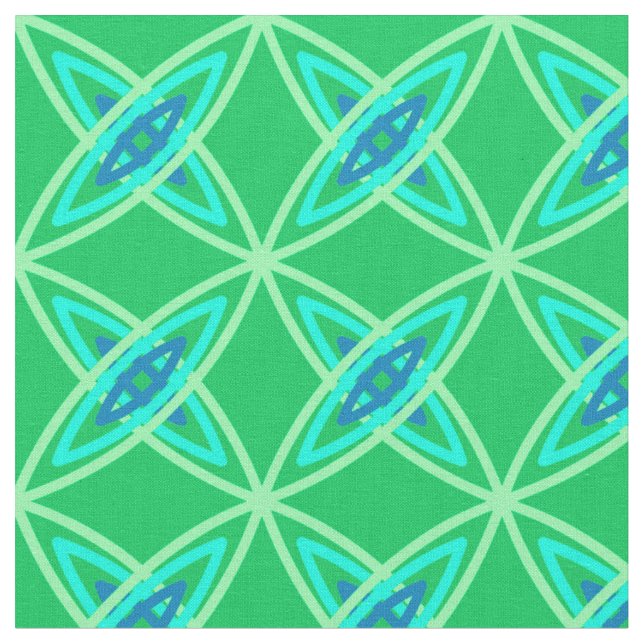 Mid Century Modern Atomic Print - Jade Green Fabric (Close Up)