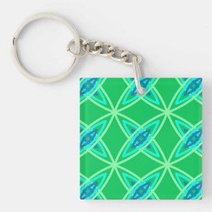 Mid Century Modern Atomic Print - Jade Green Keychain