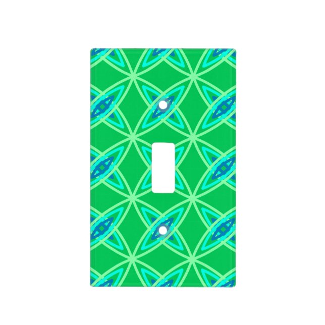 Mid Century Modern Atomic Print - Jade Green Light Switch Cover (Front)