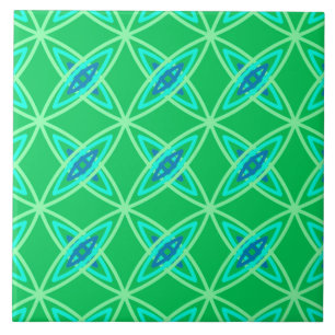 Mid Century Modern Atomic Print - Jade Green Tile
