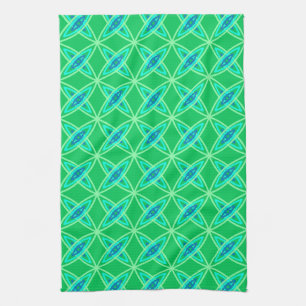 Mid Century Modern Atomic Print - Jade Green Towel