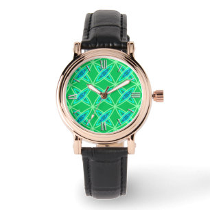 Mid Century Modern Atomic Print - Jade Green Watch