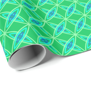 Mid Century Modern Atomic Print - Jade Green Wrapping Paper