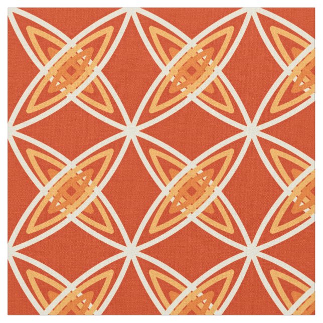 Mid Century Modern Atomic Print - Mandarin Orange Fabric (Close Up)