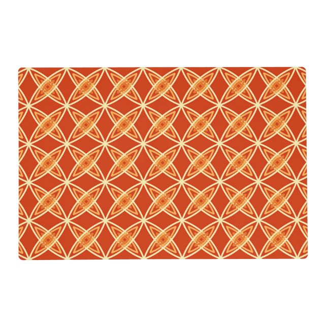 Mid Century Modern Atomic Print - Mandarin Orange Placemat (Front)