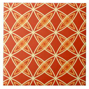 Mid Century Modern Atomic Print - Mandarin Orange Tile