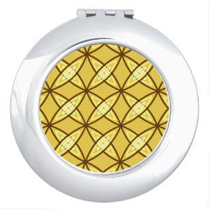 Mid Century Modern Atomic Print - Mustard Gold Makeup Mirror