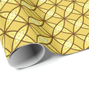 Mid Century Modern Atomic Print - Mustard Gold Wrapping Paper