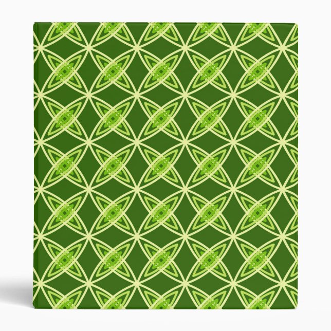 Mid Century Modern Atomic Print - Olive Green 3 Ring Binder (Front)