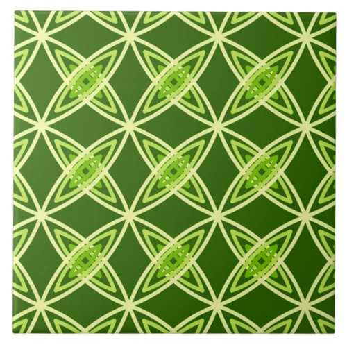 Mid Century Modern Atomic Print _ Olive Green Ceramic Tile