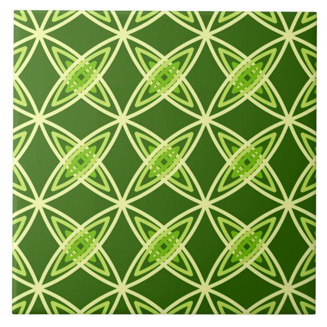 Mid Century Modern Atomic Print - Olive Green Ceramic Tile (Front)