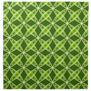 Mid Century Modern Atomic Print - Olive Green Cloth Napkin
