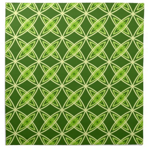 Mid Century Modern Atomic Print _ Olive Green Cloth Napkin