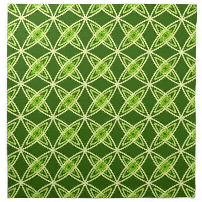 Mid Century Modern Atomic Print - Olive Green Cloth Napkin (Front)