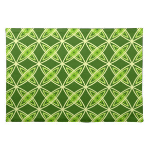 Mid Century Modern Atomic Print - Olive Green Cloth Placemat