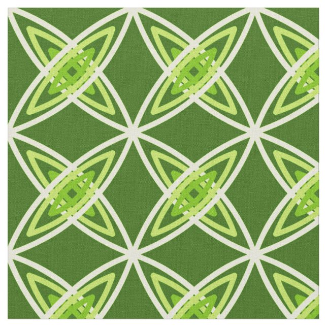 Mid Century Modern Atomic Print - Olive Green Fabric (Close Up)