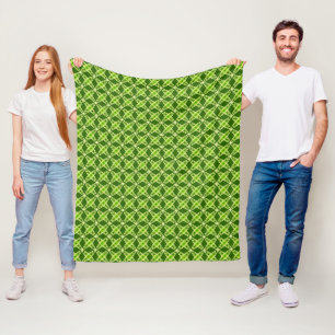 Mid Century Modern Atomic Print - Olive Green Fleece Blanket