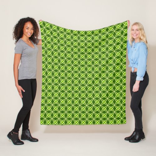 Mid Century Modern Atomic Print _ Olive Green Fleece Blanket