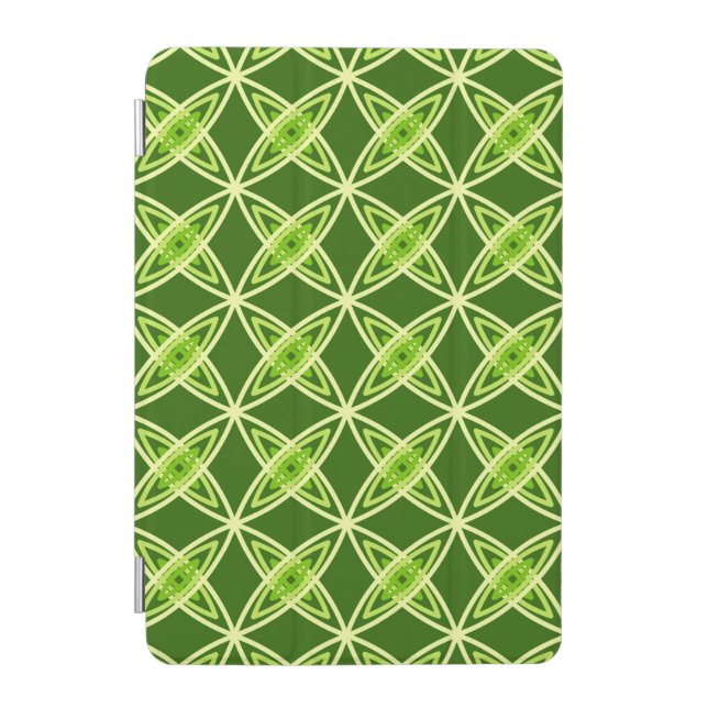 Mid Century Modern Atomic Print - Olive Green iPad Mini Cover (Front)