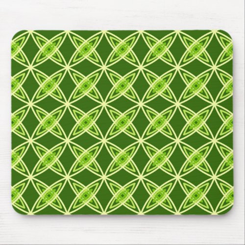 Mid Century Modern Atomic Print _ Olive Green Mouse Pad